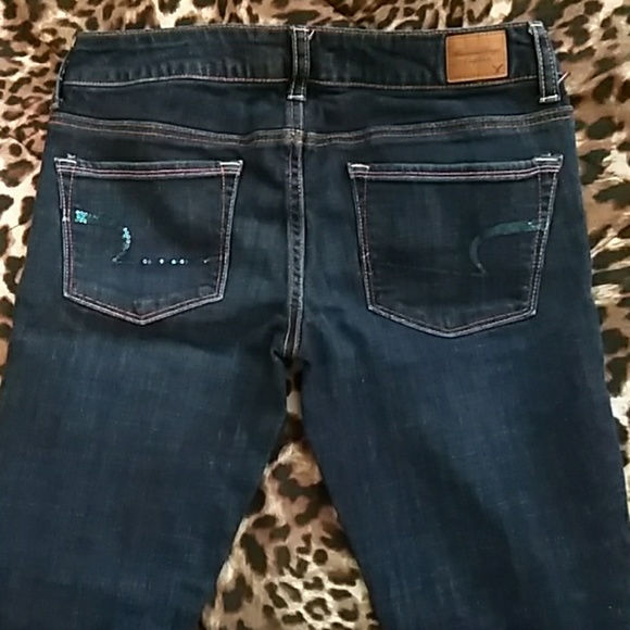 American Eagle Skinny Kick Frayed Jeans Sz 6Short - Picture 8 of 8